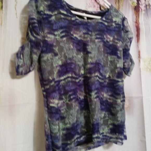 🎉Pink Collection Purple and Green Lace Top - Picture 1 of 6